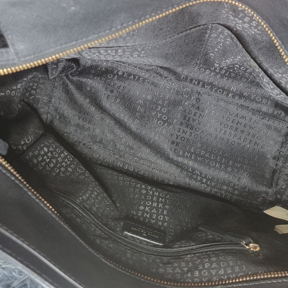 Kate Spade Laurel Way Jeweled Large Hadlee Black Leather Bag 11.5"‎ X 10" EUC - Picture 3 of 16